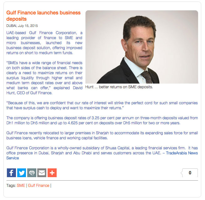 Press Release Gulf Finance Launches Business Deposits Image